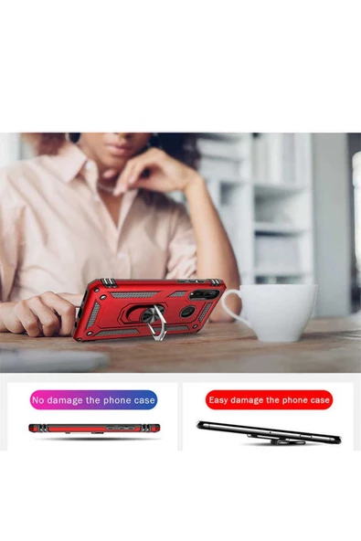 CEPCASE    Samsung Galaxy A20s Kılıf Standlı Magnet Mıknatıslı Yüzük Armored Zırhlı Kapak - Resim 6