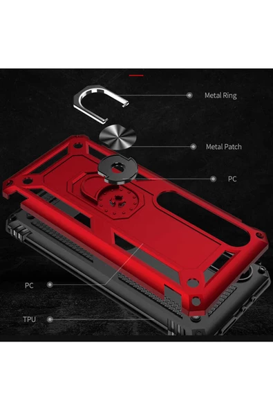 CEPCASE    Xiaomi Mi Note 10 Lite Kılıf Standlı Magnet Mıknatıslı Yüzük Armored Zırhlı Kapak - Resim 3
