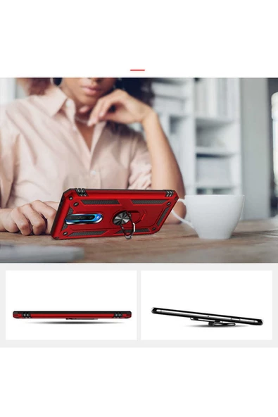 CEPCASE    Xiaomi Redmi K30 Kılıf Standlı Magnet Mıknatıslı Yüzük Armored Zırhlı Kapak - Resim 6
