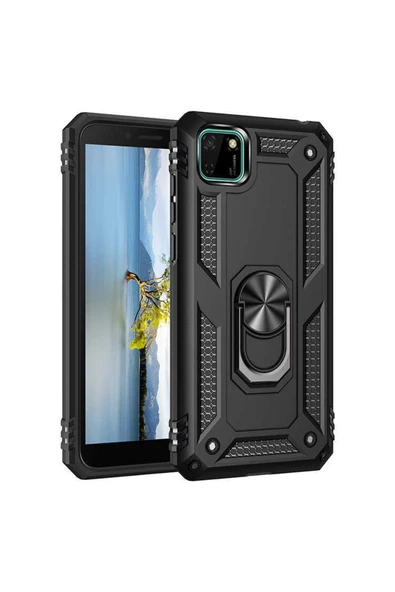 CEPCASE    Huawei Y5p Kılıf Standlı Magnet Mıknatıslı Yüzük Armored Zırhlı Kapak