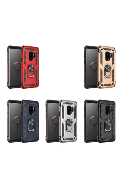 CEPCASE    Samsung Galaxy S9 Kılıf Standlı Magnet Mıknatıslı Yüzük Armored Zırhlı Kapak - Resim 4