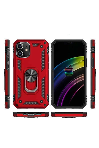 CEPCASE    Iphone 12 Kılıf Standlı Magnet Mıknatıslı Yüzük Armored Zırhlı Kapak - Resim 5