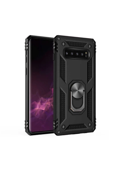 CEPCASE    Samsung Galaxy S10 Plus Kılıf Standlı Magnet Mıknatıslı Yüzük Armored Zırhlı Kapak ürün görseli