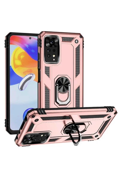 CEPCASE    Xiaomi Redmi Note 11 Pro 5g Kılıf Standlı Magnet Mıknatıslı Yüzük Armored Zırhlı Kapak ürün görseli