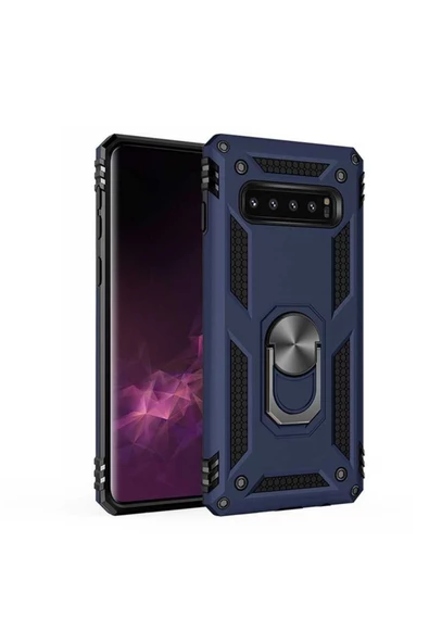 CEPCASE    Samsung Galaxy S10 Plus Kılıf Standlı Magnet Mıknatıslı Yüzük Armored Zırhlı Kapak - Resim 2