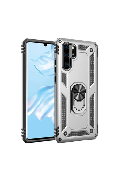 CEPCASE    Huawei P30 Pro Kılıf Standlı Magnet Mıknatıslı Yüzük Armored Zırhlı Kapak