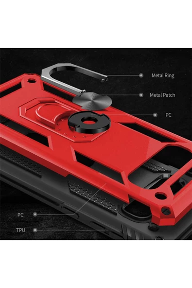 CEPCASE    Samsung Galaxy S10 Kılıf Standlı Magnet Mıknatıslı Yüzük Armored Zırhlı Kapak - Resim 4