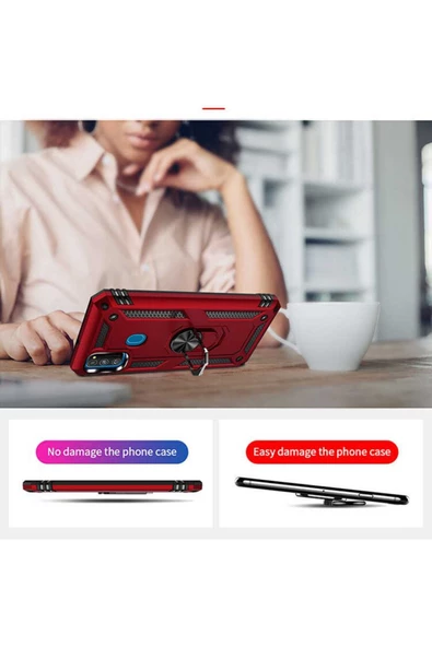 CEPCASE    Samsung Galaxy M30s Kılıf Standlı Magnet Mıknatıslı Yüzük Armored Zırhlı Kapak - 6