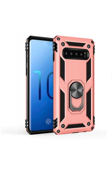 CEPCASE    Samsung Galaxy S10 Kılıf Standlı Magnet Mıknatıslı Yüzük Armored Zırhlı Kapak - Resim 2