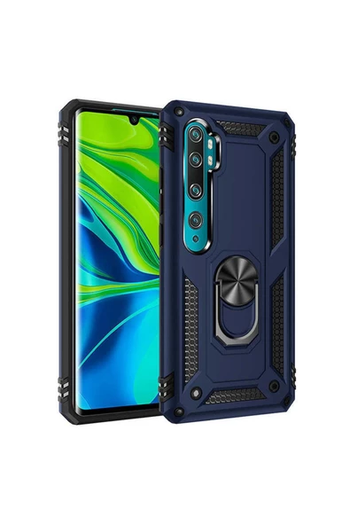 CEPCASE    Xiaomi Mi Note 10 Kılıf Standlı Magnet Mıknatıslı Yüzük Armored Zırhlı Kapak - Resim 2