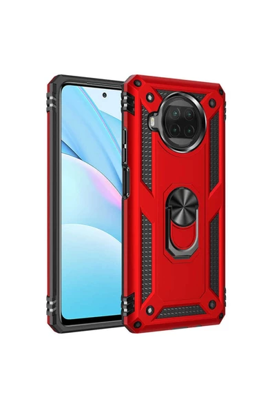 CEPCASE    Xiaomi Redmi Note 9 Pro 5g Kılıf Standlı Magnet Mıknatıslı Yüzük Armored Zırhlı Kapak