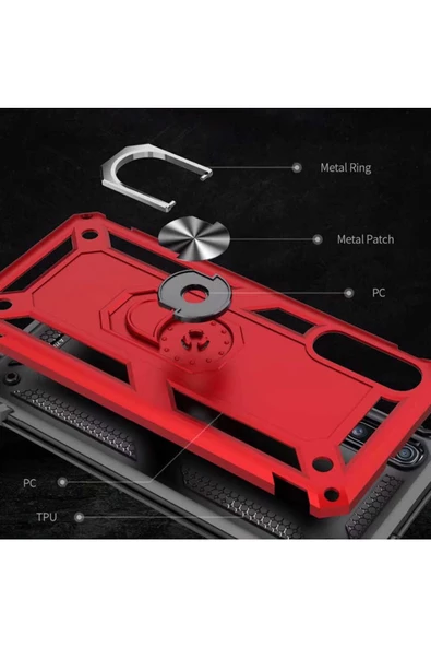 CEPCASE    Samsung Galaxy A70 Kılıf Standlı Magnet Mıknatıslı Yüzük Armored Zırhlı Kapak - 5