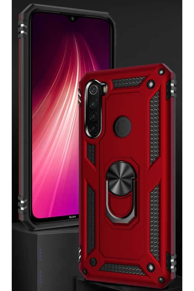 CEPCASE    Xiaomi Redmi Note 8 Kılıf Standlı Magnet Mıknatıslı Yüzük Armored Zırhlı Kapak - Resim 4