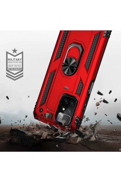 CEPCASE    Xiaomi Redmi 10 Kılıf Standlı Magnet Mıknatıslı Yüzük Armored Zırhlı Kapak - Resim 6