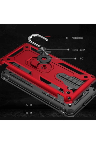CEPCASE    Xiaomi Redmi Note 9 Kılıf Standlı Magnet Mıknatıslı Yüzük Armored Zırhlı Kapak - Resim 4