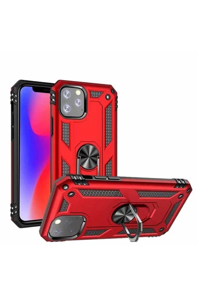 CEPCASE    Iphone 11 Pro Max Kılıf Standlı Magnet Mıknatıslı Yüzük Armored Zırhlı Kapak - Resim 4