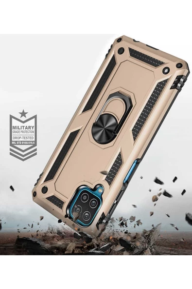 CEPCASE    Samsung Galaxy A12 Kılıf Standlı Magnet Mıknatıslı Yüzük Armored Zırhlı Kapak - Resim 6