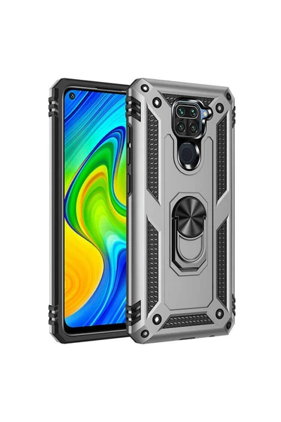 CEPCASE    Xiaomi Redmi Note 9 Kılıf Standlı Magnet Mıknatıslı Yüzük Armored Zırhlı Kapak ürün görseli