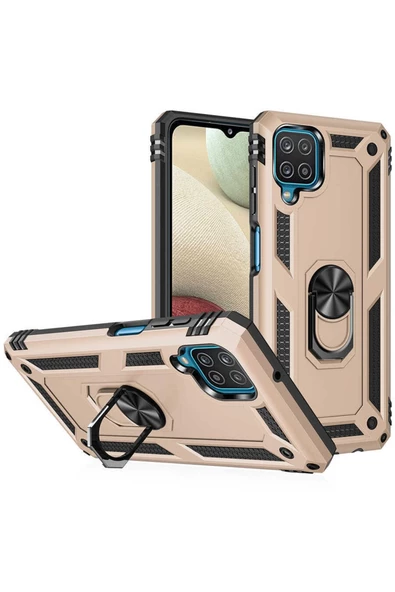 CEPCASE    Samsung Galaxy A12 Kılıf Standlı Magnet Mıknatıslı Yüzük Armored Zırhlı Kapak - Resim 3