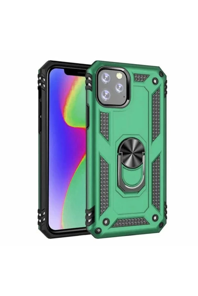 CEPCASE    Iphone 11 Pro Max Kılıf Standlı Magnet Mıknatıslı Yüzük Armored Zırhlı Kapak