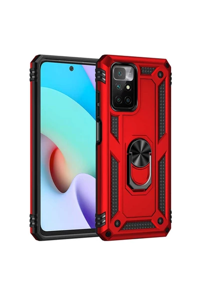 CEPCASE    Xiaomi Redmi 10 Kılıf Standlı Magnet Mıknatıslı Yüzük Armored Zırhlı Kapak - Resim 5