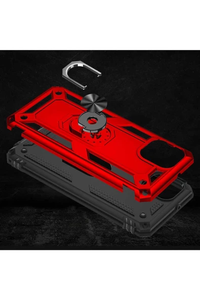 CEPCASE    Samsung Galaxy A03 Kılıf Standlı Magnet Mıknatıslı Yüzük Armored Zırhlı Kapak - Resim 4