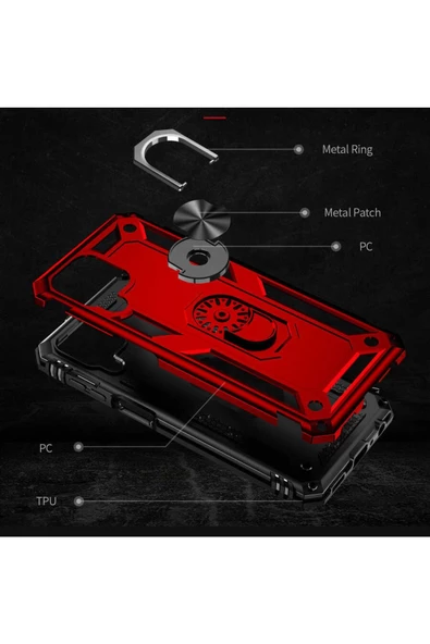 CEPCASE    Samsung Galaxy M33 Kılıf Standlı Magnet Mıknatıslı Yüzük Armored Zırhlı Kapak - Resim 4