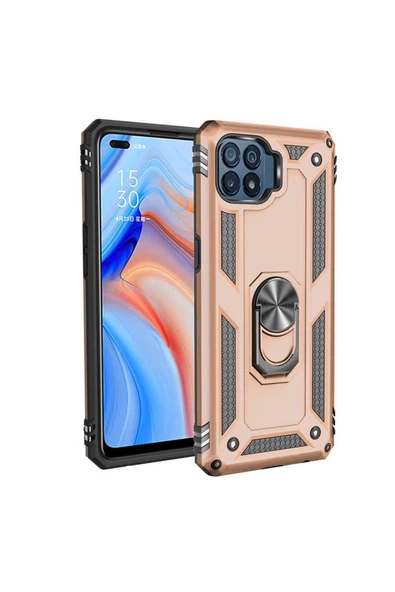CEPCASE    Oppo Reno 4 Lite Kılıf Standlı Magnet Mıknatıslı Yüzük Armored Zırhlı Kapak ürün görseli