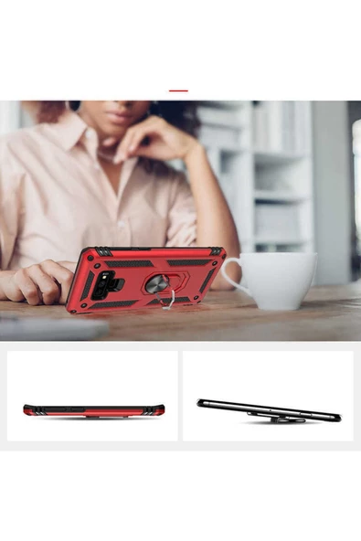 CEPCASE    Samsung Galaxy Note 9 Kılıf Standlı Magnet Mıknatıslı Yüzük Armored Zırhlı Kapak - Resim 5