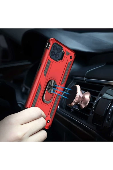 CEPCASE    Oppo Reno 4 Lite Kılıf Standlı Magnet Mıknatıslı Yüzük Armored Zırhlı Kapak - Resim 6