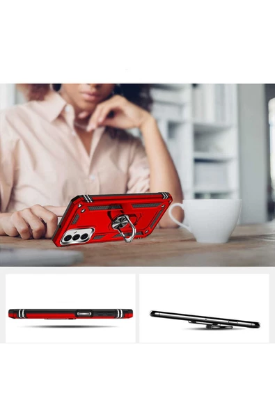 CEPCASE    Samsung Galaxy M23 Kılıf Standlı Magnet Mıknatıslı Yüzük Armored Zırhlı Kapak - Resim 4