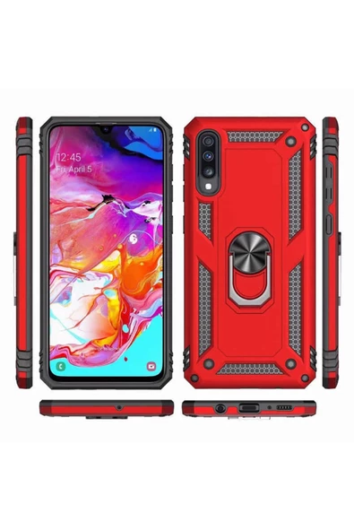 CEPCASE    Samsung Galaxy A50 Kılıf Standlı Magnet Mıknatıslı Yüzük Armored Zırhlı Kapak - Resim 3