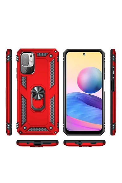 CEPCASE    Xiaomi Redmi Note 10 5g Kılıf Standlı Magnet Mıknatıslı Yüzük Armored Zırhlı Kapak - Resim 4