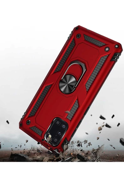 CEPCASE    Samsung Galaxy A31 Kılıf Standlı Magnet Mıknatıslı Yüzük Armored Zırhlı Kapak - Resim 6