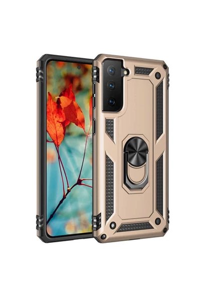 CEPCASE    Samsung Galaxy S21 Plus Kılıf Standlı Magnet Mıknatıslı Yüzük Armored Zırhlı Kapak