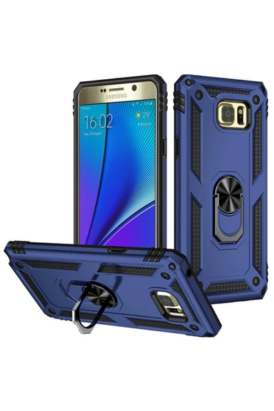 CEPCASE    Samsung Galaxy Note 5 Kılıf Standlı Magnet Mıknatıslı Yüzük Armored Zırhlı Kapak