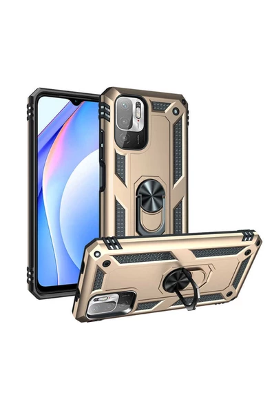 CEPCASE    Xiaomi Redmi Note 10 5g Kılıf Standlı Magnet Mıknatıslı Yüzük Armored Zırhlı Kapak ürün görseli 1