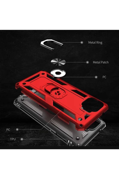 CEPCASE    Oppo Reno 4 Lite Kılıf Standlı Magnet Mıknatıslı Yüzük Armored Zırhlı Kapak - Resim 5