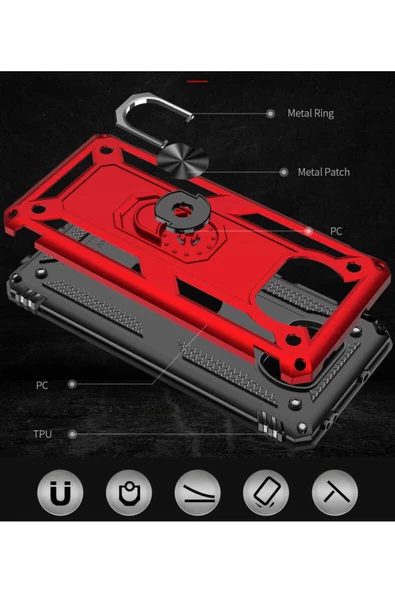 CEPCASE    Xiaomi Poco X3 Kılıf Standlı Magnet Mıknatıslı Yüzük Armored Zırhlı Kapak - Resim 6