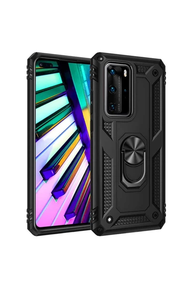 CEPCASE    Huawei P40 Pro Kılıf Standlı Magnet Mıknatıslı Yüzük Armored Zırhlı Kapak ürün görseli