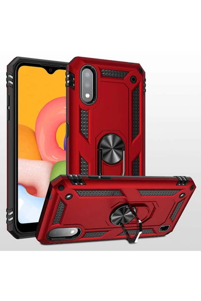 CEPCASE    Samsung Galaxy A01 Kılıf Standlı Magnet Mıknatıslı Yüzük Armored Zırhlı Kapak - Resim 4