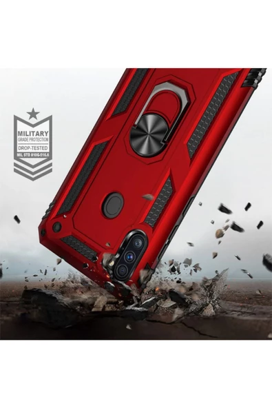 CEPCASE    Samsung Galaxy A11 Kılıf Standlı Magnet Mıknatıslı Yüzük Armored Zırhlı Kapak - Resim 3