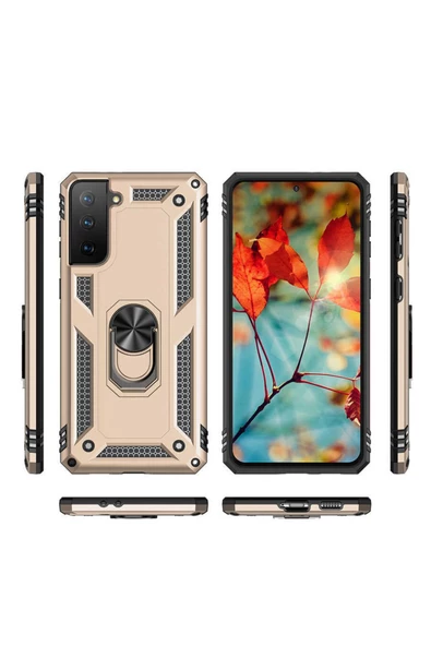 CEPCASE    Samsung Galaxy S21 Kılıf Standlı Magnet Mıknatıslı Yüzük Armored Zırhlı Kapak - Resim 4