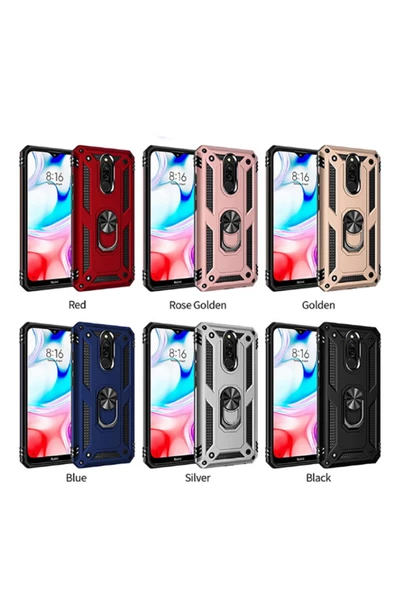 CEPCASE    Xiaomi Redmi 8 Kılıf Standlı Magnet Mıknatıslı Yüzük Armored Zırhlı Kapak - Resim 5