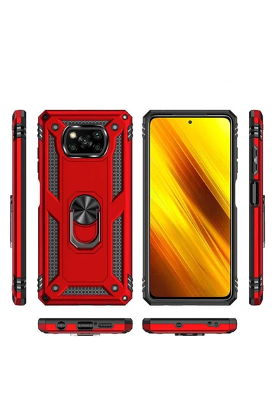 CEPCASE    Xiaomi Poco X3 Kılıf Standlı Magnet Mıknatıslı Yüzük Armored Zırhlı Kapak - Resim 4