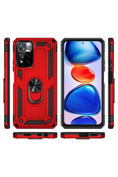 CEPCASE    Xiaomi Redmi Note 11 Pro Plus 5g Kılıf Standlı Magnet Mıknatıslı Yüzük Armored Zırhlı Kapak - Resim 6