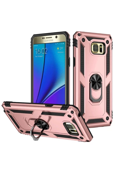 CEPCASE    Samsung Galaxy Note 5 Kılıf Standlı Magnet Mıknatıslı Yüzük Armored Zırhlı Kapak - Resim 2