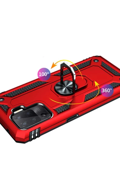 CEPCASE    Oppo Reno 5 Lite Kılıf Standlı Magnet Mıknatıslı Yüzük Armored Zırhlı Kapak - Resim 3