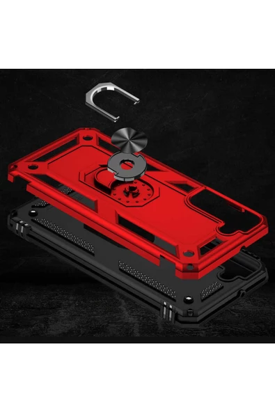 CEPCASE    Samsung Galaxy S22 Kılıf Standlı Magnet Mıknatıslı Yüzük Armored Zırhlı Kapak - Resim 4