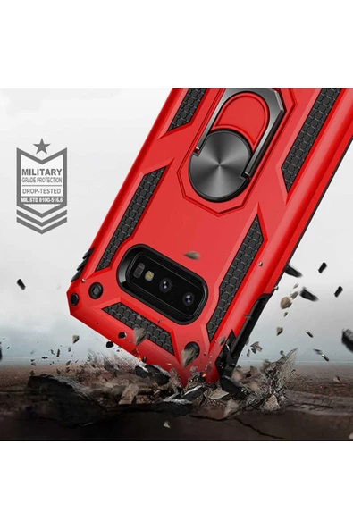 CEPCASE    Samsung Galaxy S10e Kılıf Standlı Magnet Mıknatıslı Yüzük Armored Zırhlı Kapak - Resim 6